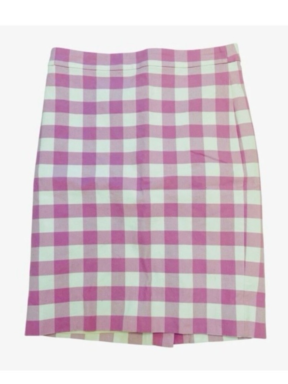 J. Crew No. 2 Pencil Skirt, Pink and White Gingham, Size 4